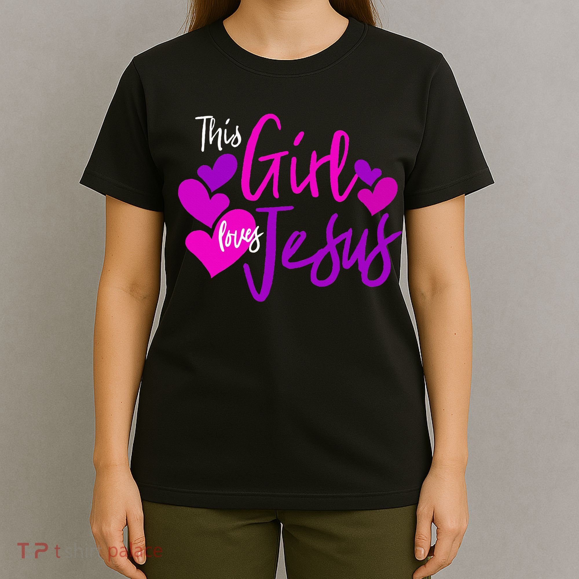 This Girl Loves Jesus Hearts Christian  T-Shirt