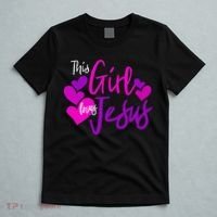 This Girl Loves Jesus Hearts Christian  T-Shirt thumb 5