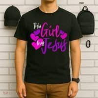 This Girl Loves Jesus Hearts Christian  T-Shirt thumb 6