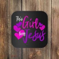 This Girl Loves Jesus Hearts Christian  Coaster thumb 0