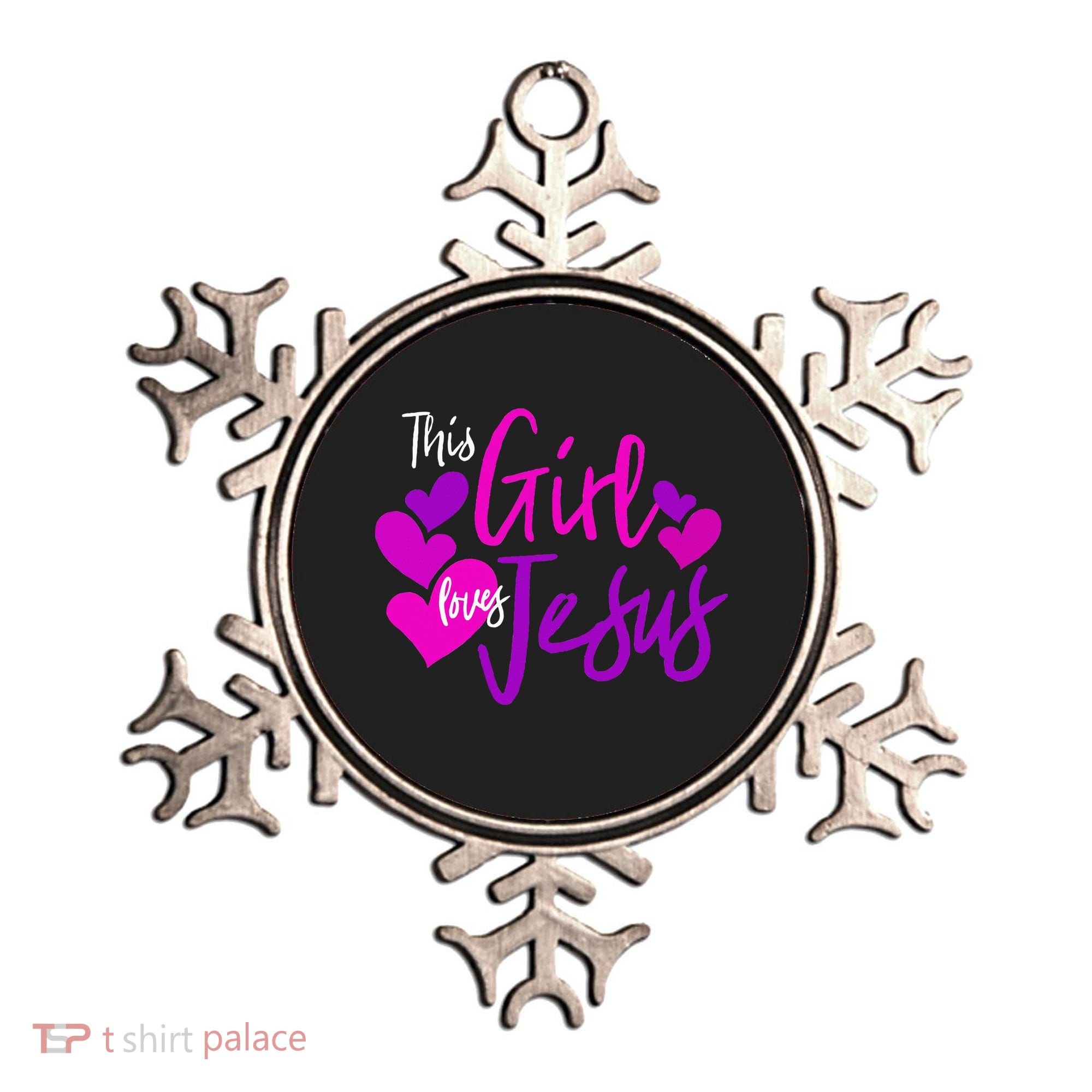 This Girl Loves Jesus Hearts Christian  Ornament