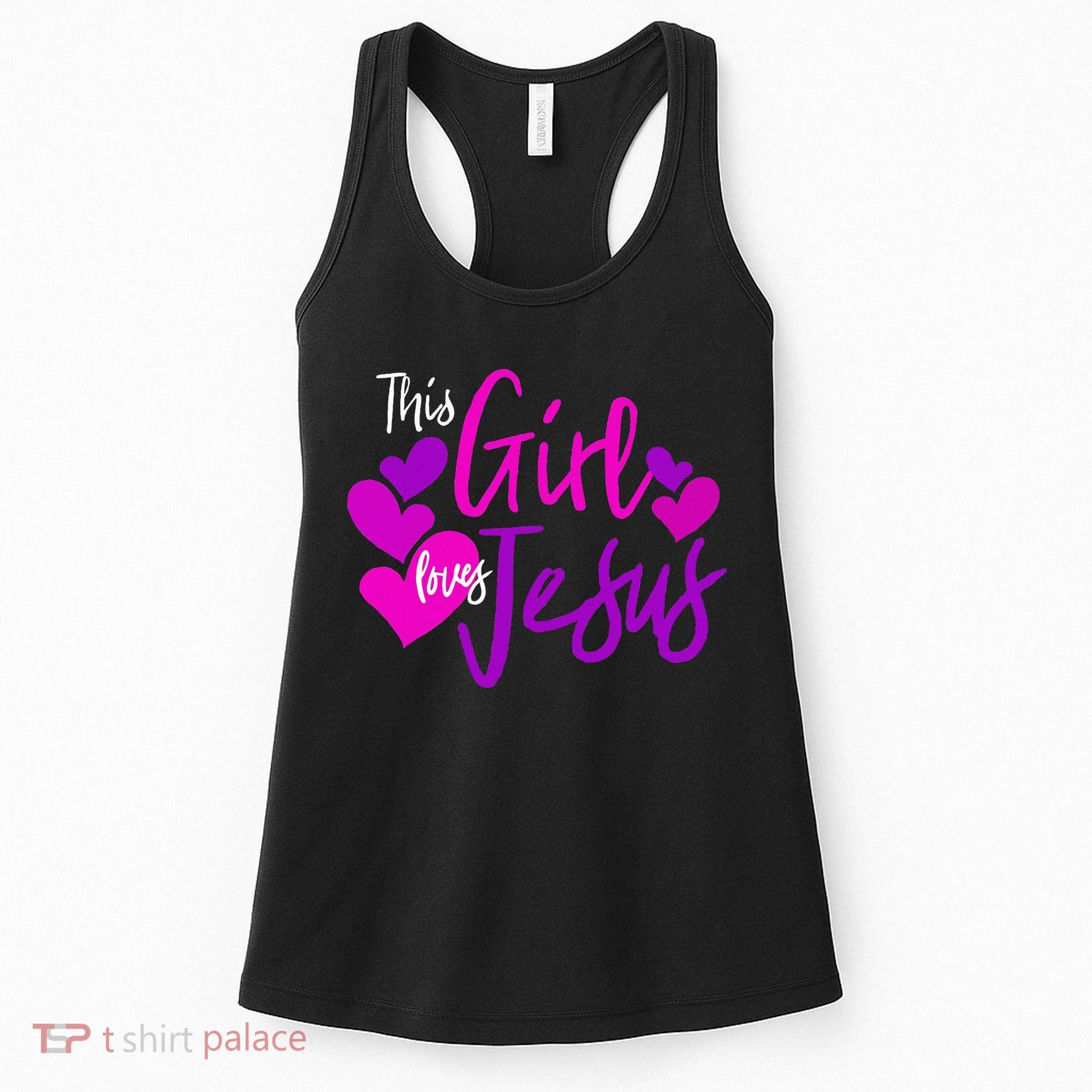 This Girl Loves Jesus Hearts Christian  Women's Tank Top