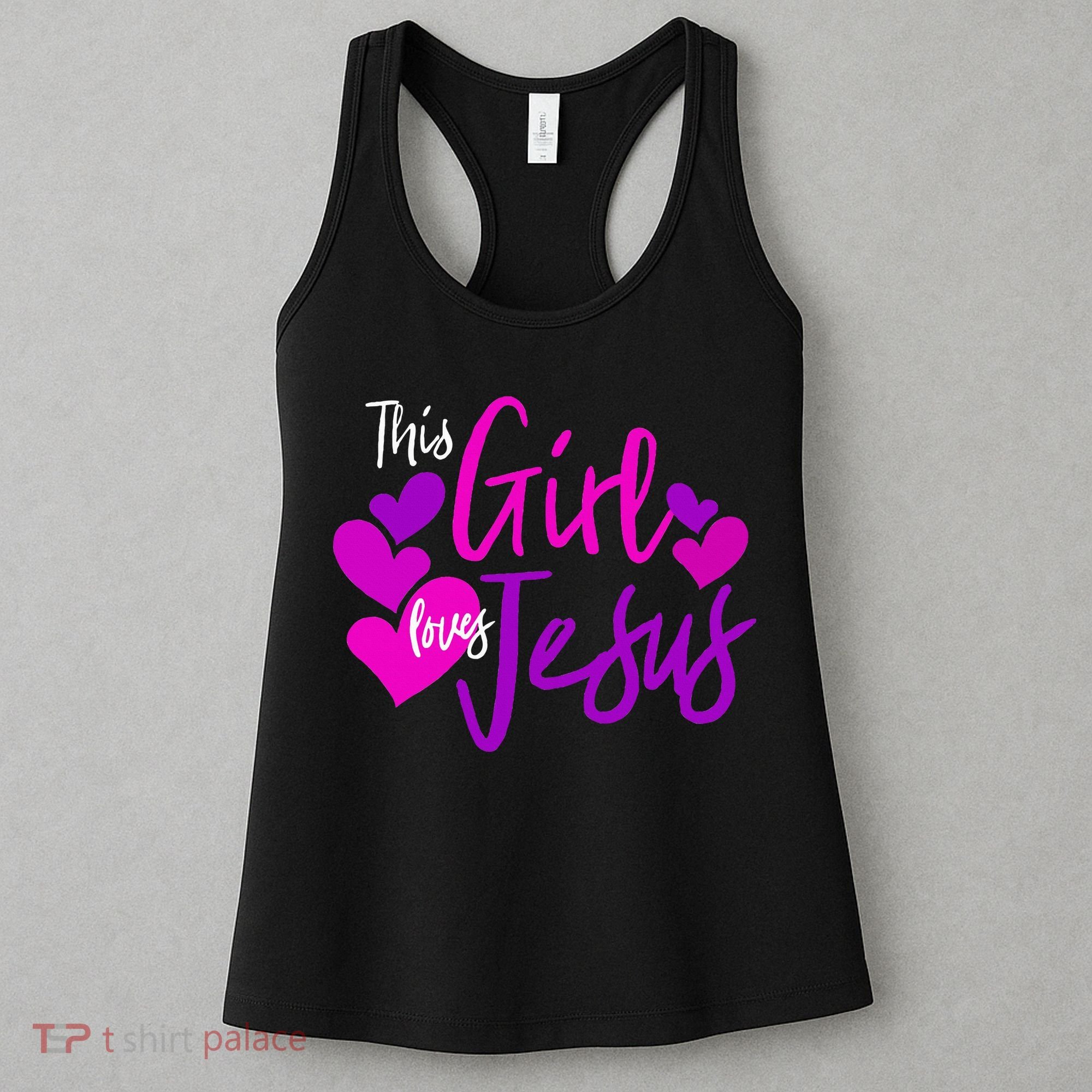 This Girl Loves Jesus Hearts Christian  Women's Tank Top