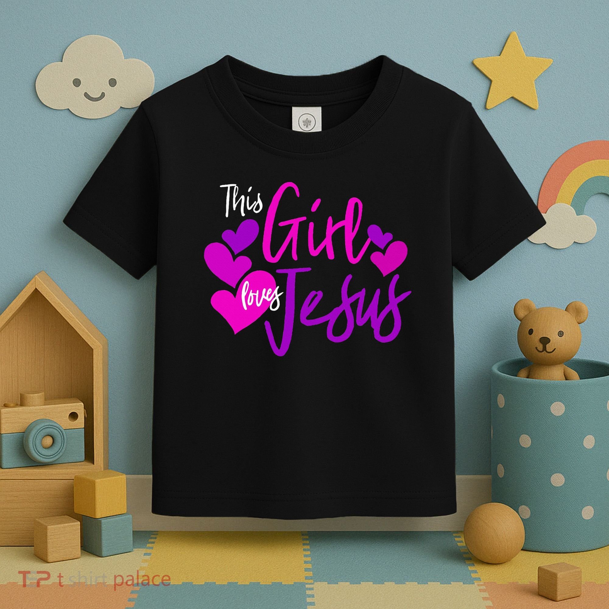 This Girl Loves Jesus Hearts Christian  Toddler T-Shirt