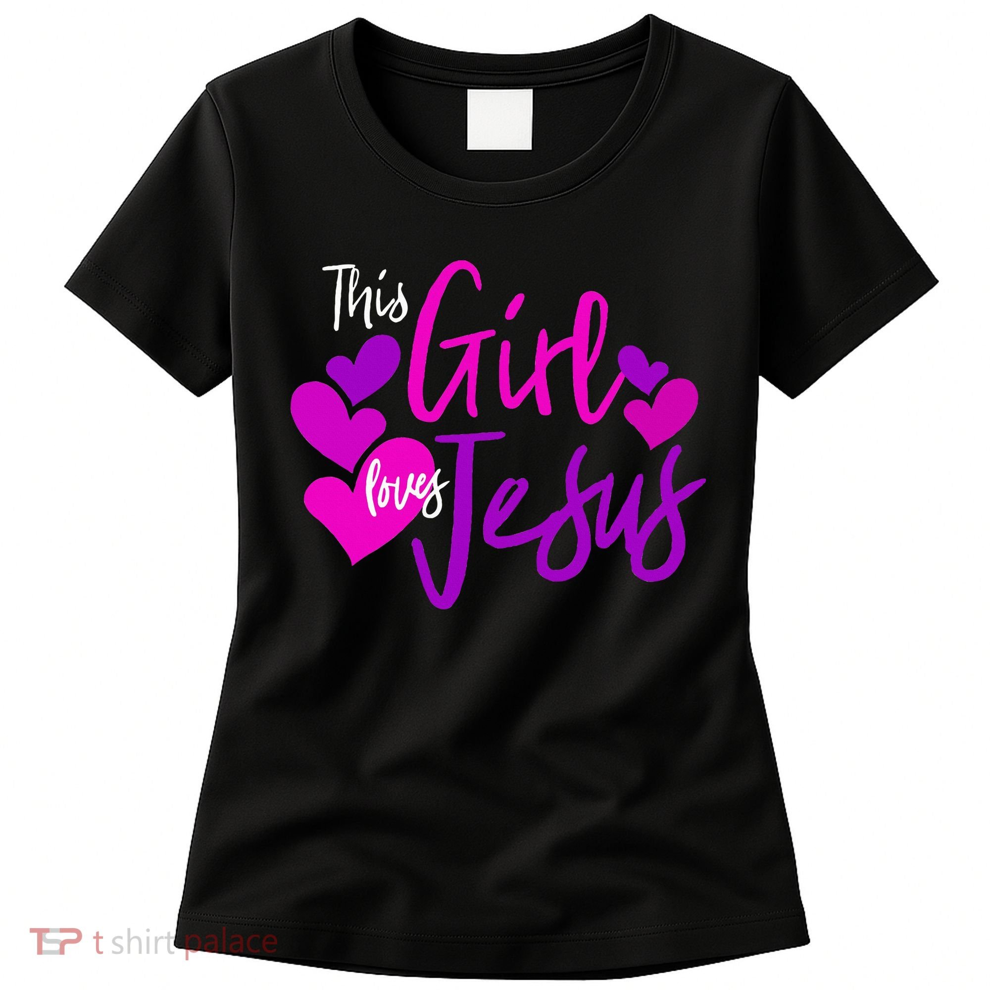 This Girl Loves Jesus Hearts Christian  Women's T-Shirt