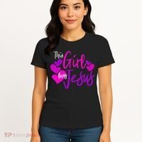 This Girl Loves Jesus Hearts Christian  Women's T-Shirt thumb 4