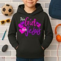 This Girl Loves Jesus Hearts Christian  Kids Hoodie thumb 2