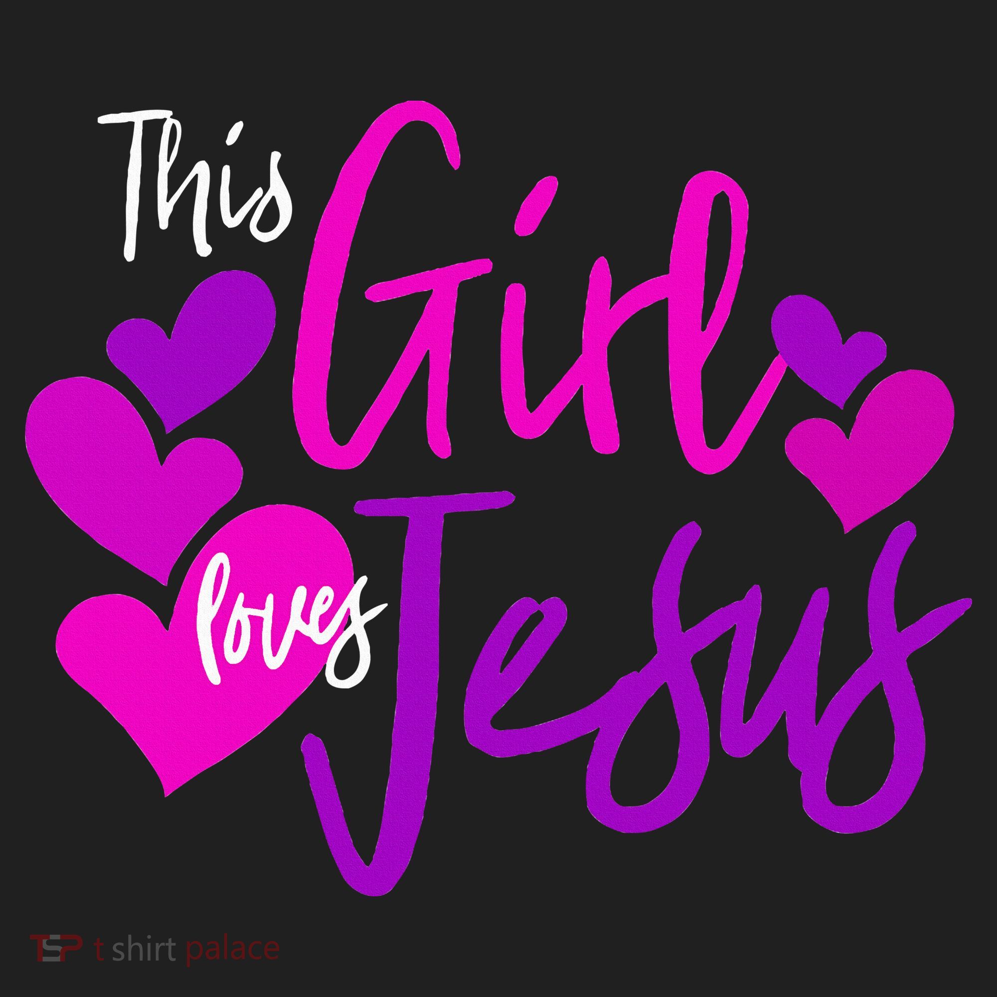 This Girl Loves Jesus Hearts Christian  Kids Long Sleeve Plaid Pajama Set