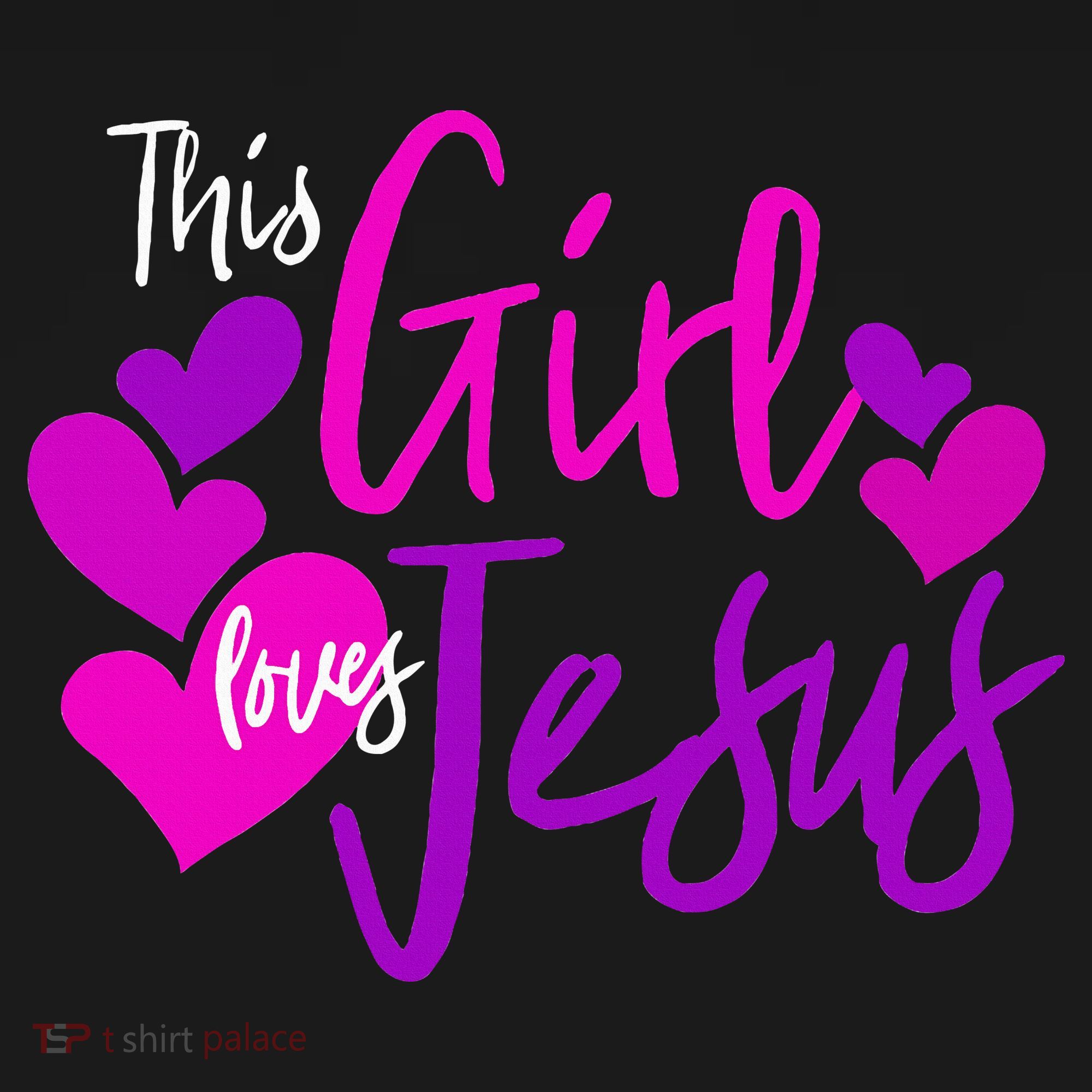 This Girl Loves Jesus Hearts Christian  Kids T-Shirt
