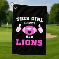 This Girl Loves Her Lions Pinky Leopard Golf Towel thumb 1
