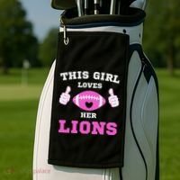 This Girl Loves Her Lions Pinky Leopard Golf Towel thumb 2