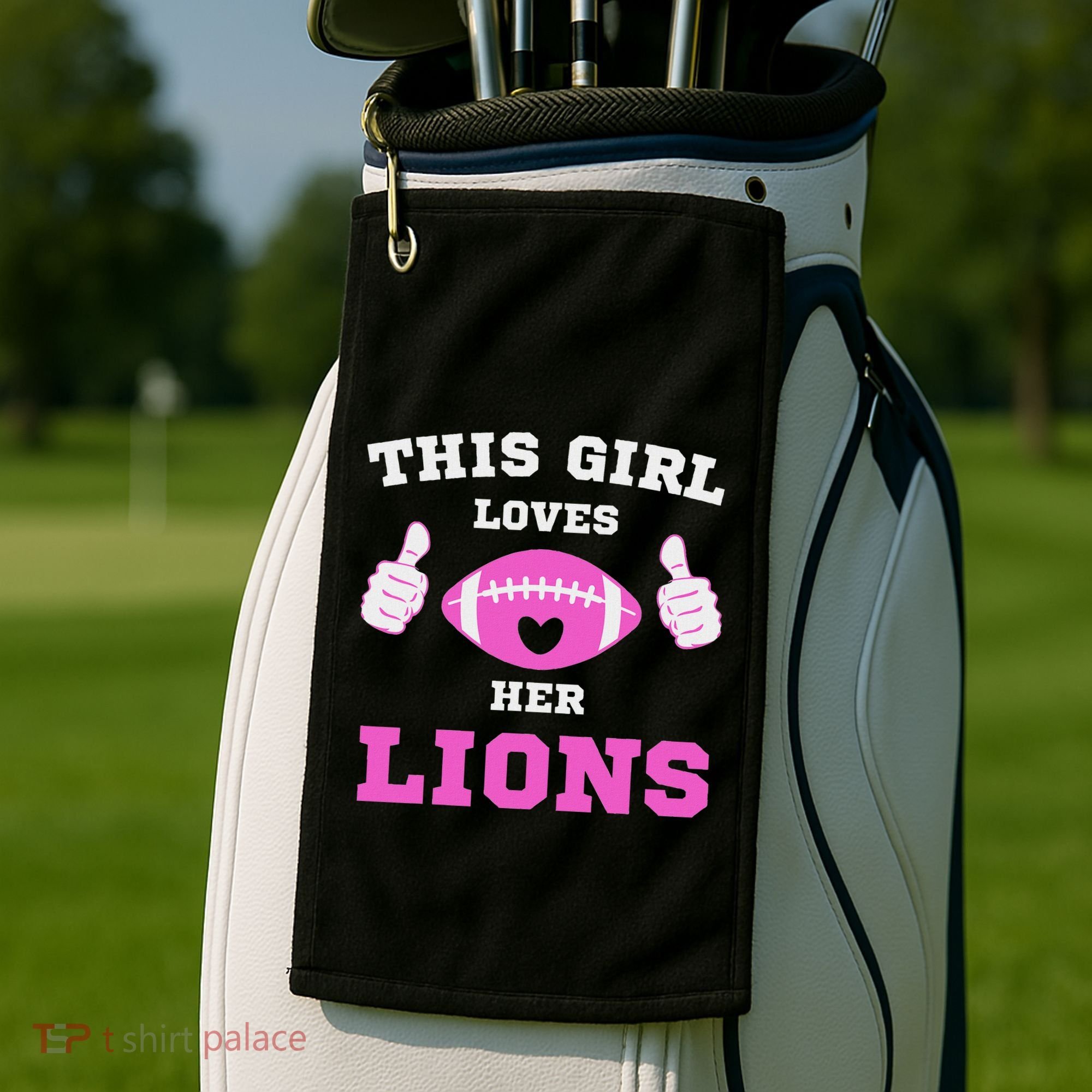 This Girl Loves Her Lions Pinky Leopard Golf Towel