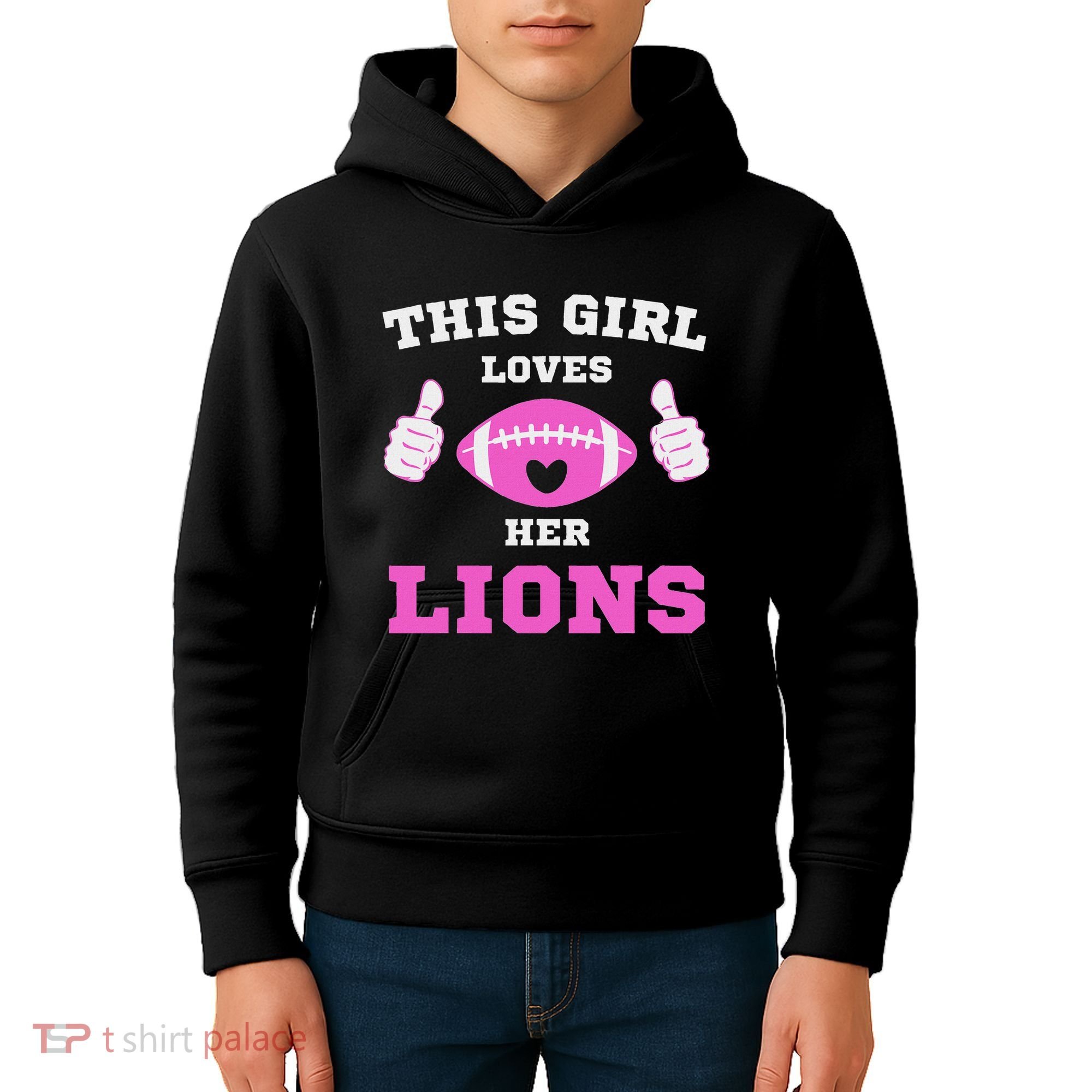 This Girl Loves Her Lions Pinky Leopard Kids Hoodie