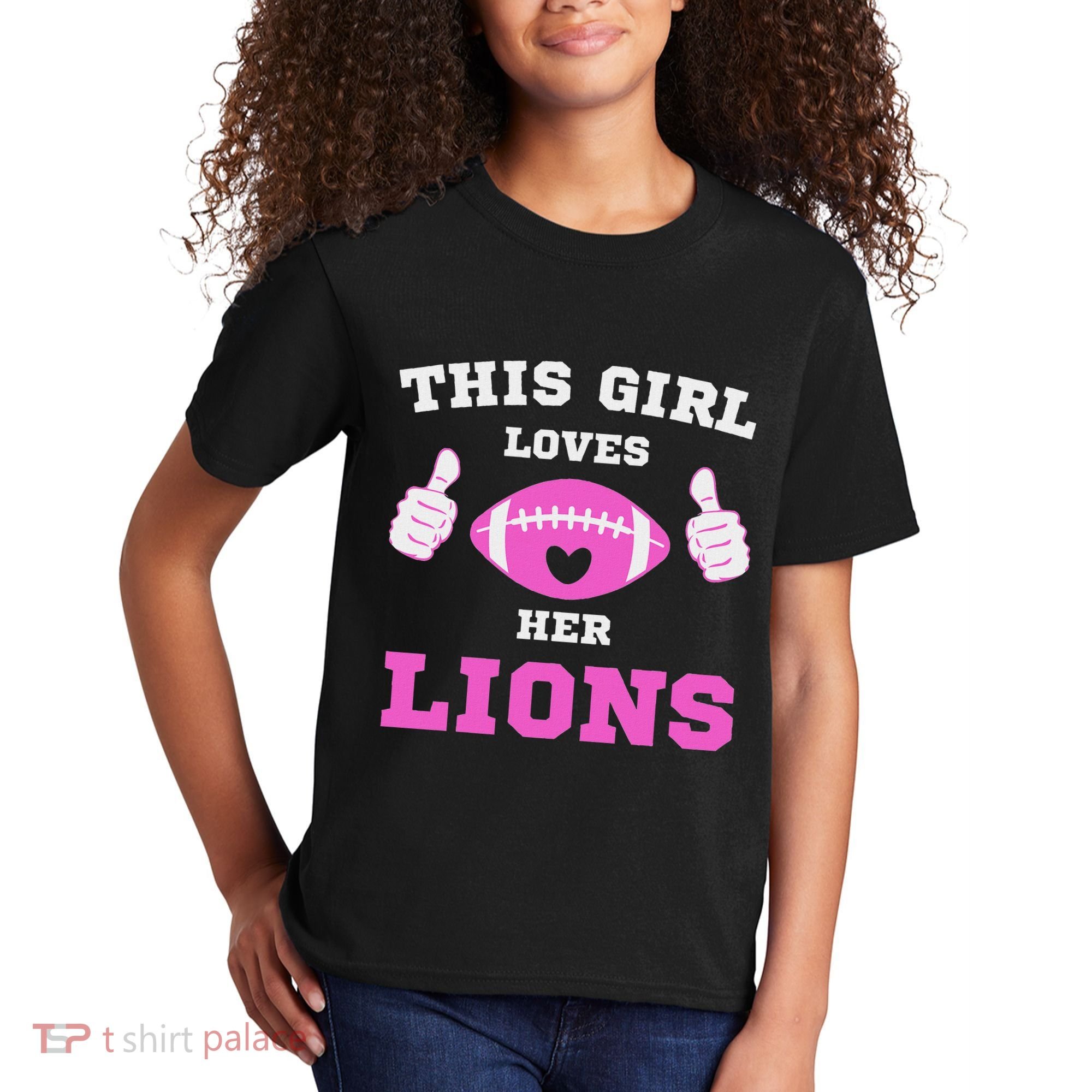 This Girl Loves Her Lions Pinky Leopard Kids T-Shirt
