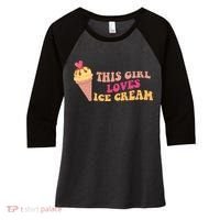 This Girl Loves Ice Cream Cute Gift Women's Tri-Blend 3/4-Sleeve Raglan Shirt thumb 0