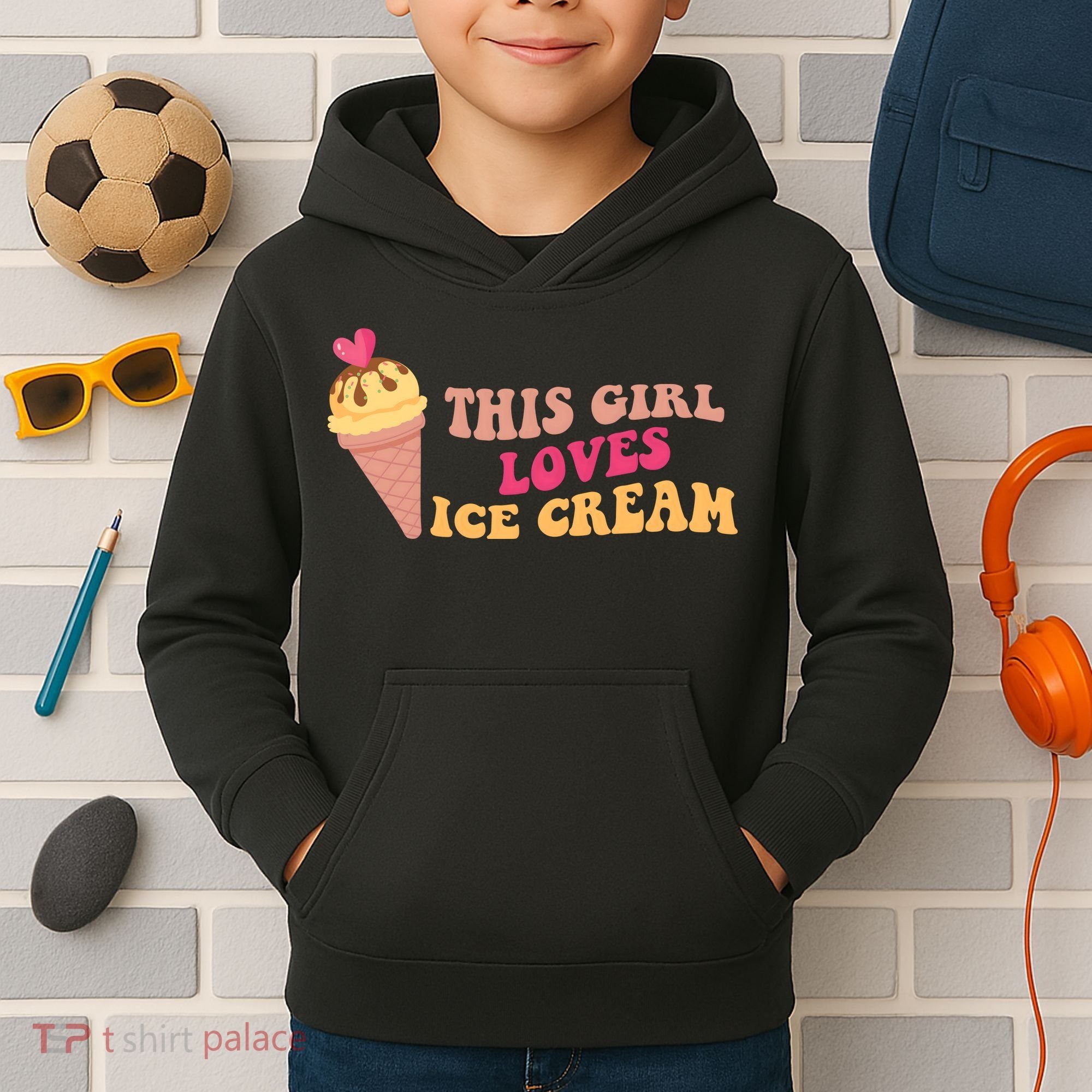 This Girl Loves Ice Cream Cute Gift Kids Hoodie