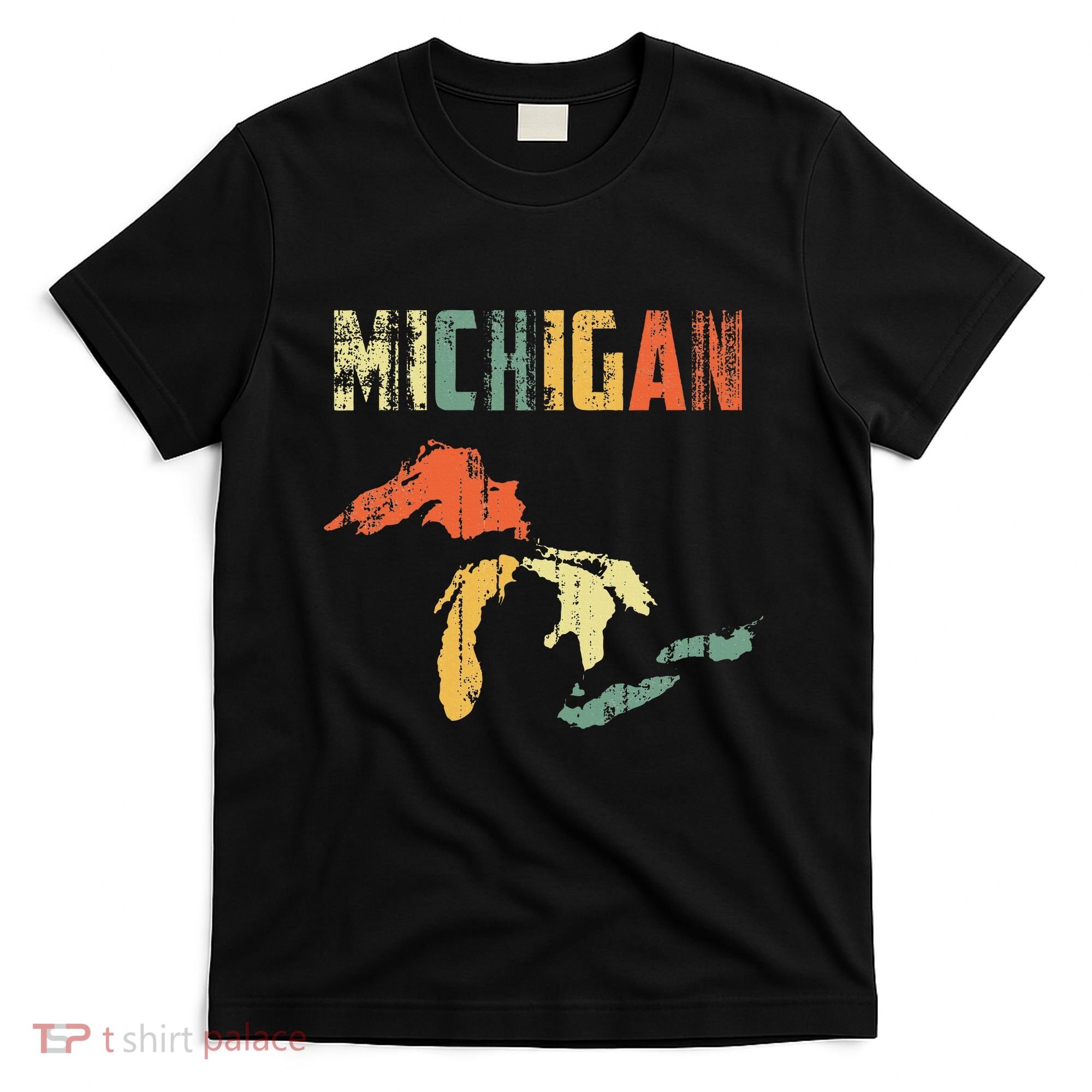 The Great Lakes Largest Water Retro Color Michigan MI Pride T-Shirt
