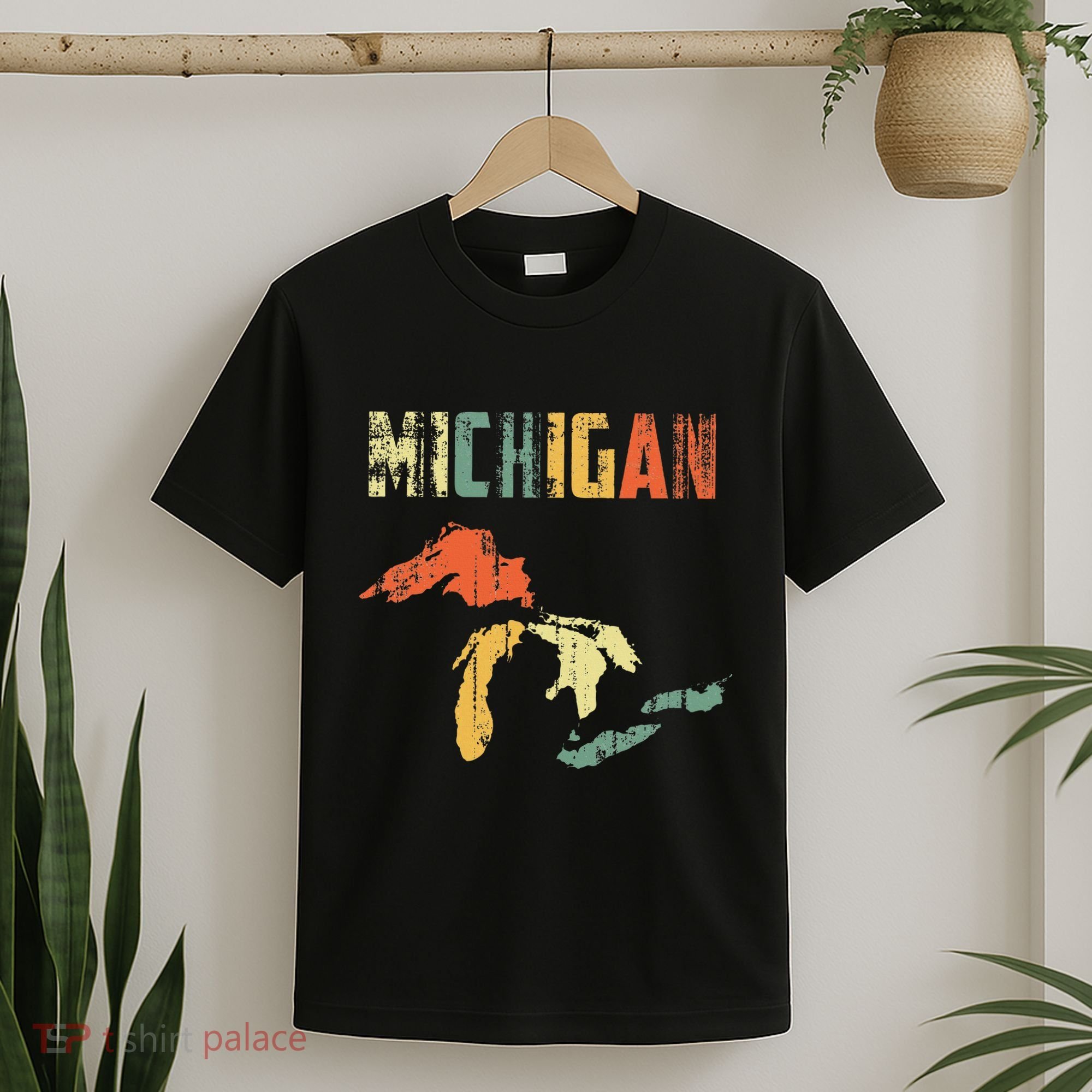 The Great Lakes Largest Water Retro Color Michigan MI Pride T-Shirt