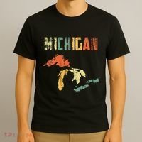 The Great Lakes Largest Water Retro Color Michigan MI Pride T-Shirt thumb 3