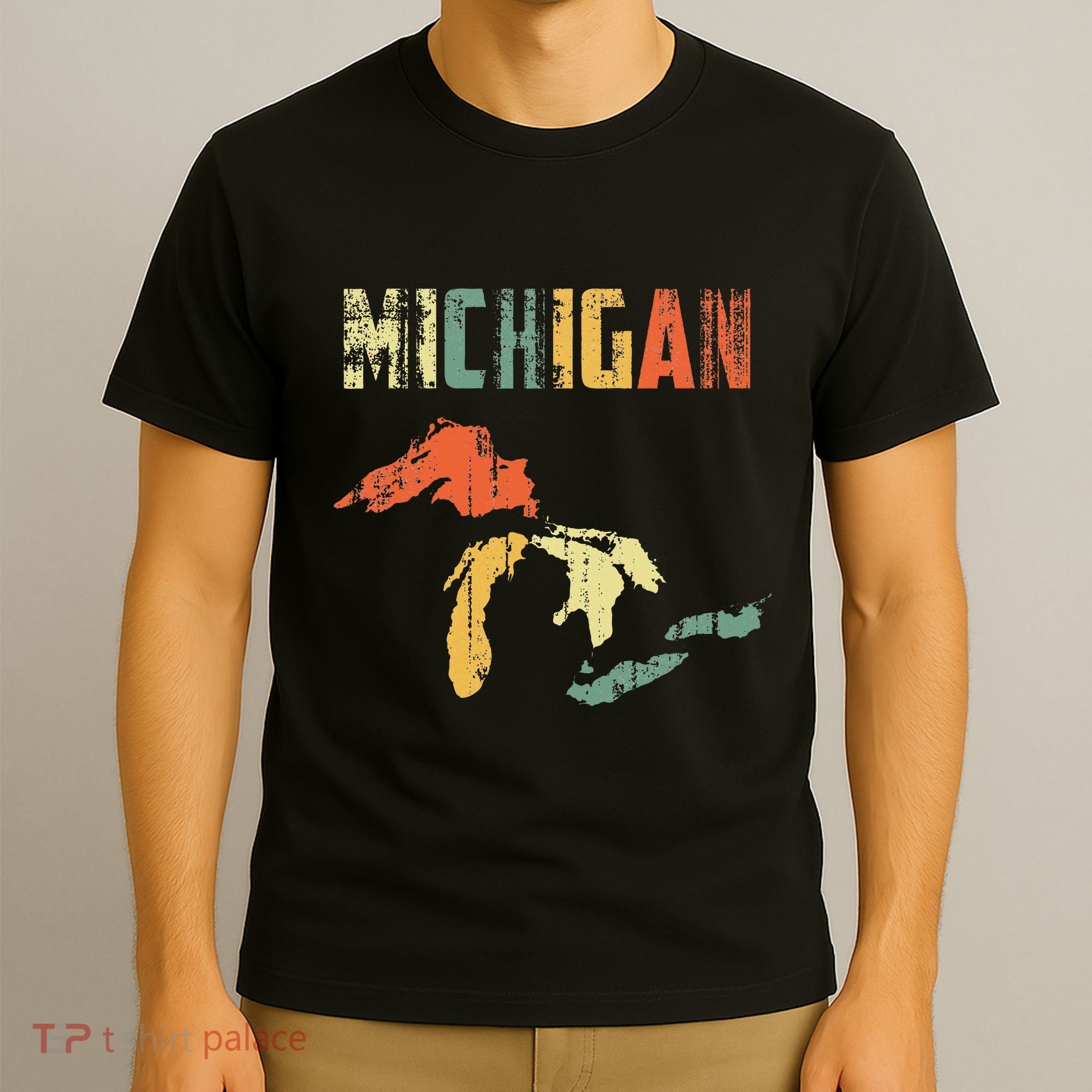 The Great Lakes Largest Water Retro Color Michigan MI Pride T-Shirt