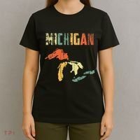 The Great Lakes Largest Water Retro Color Michigan MI Pride T-Shirt thumb 4