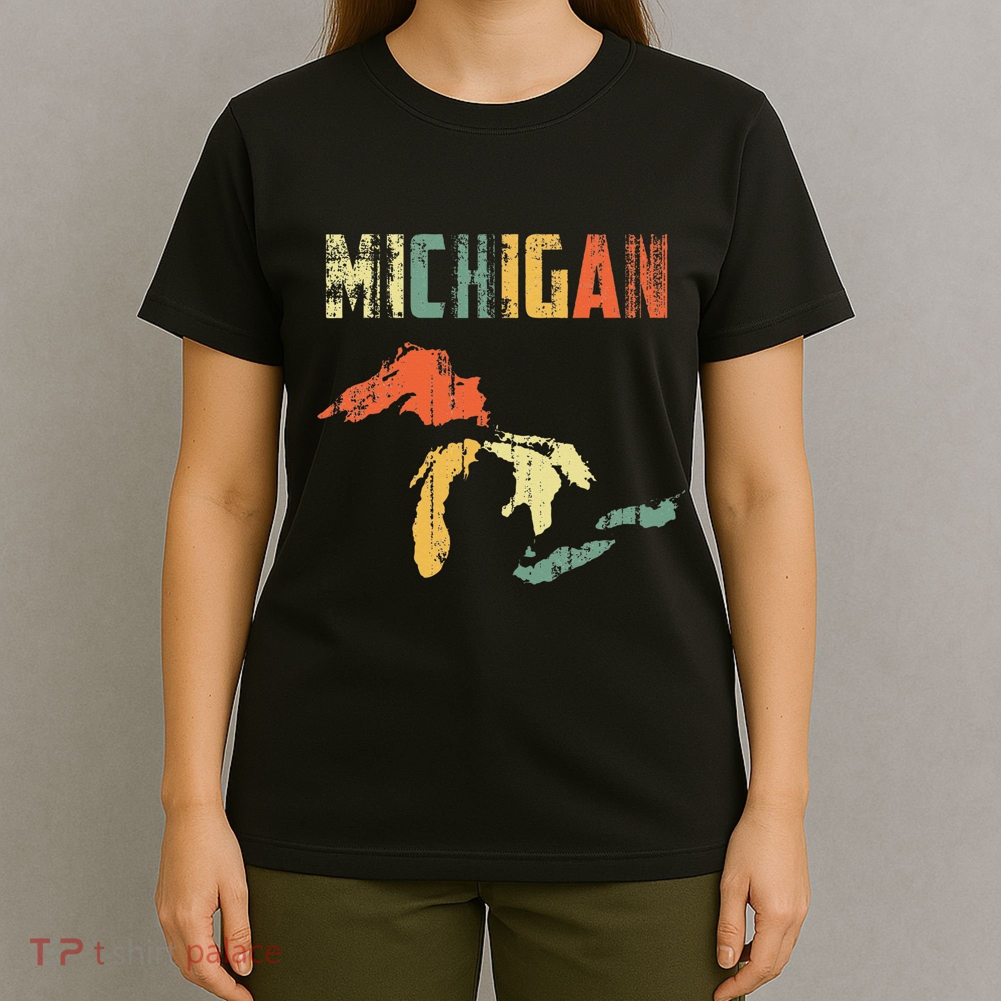 The Great Lakes Largest Water Retro Color Michigan MI Pride T-Shirt