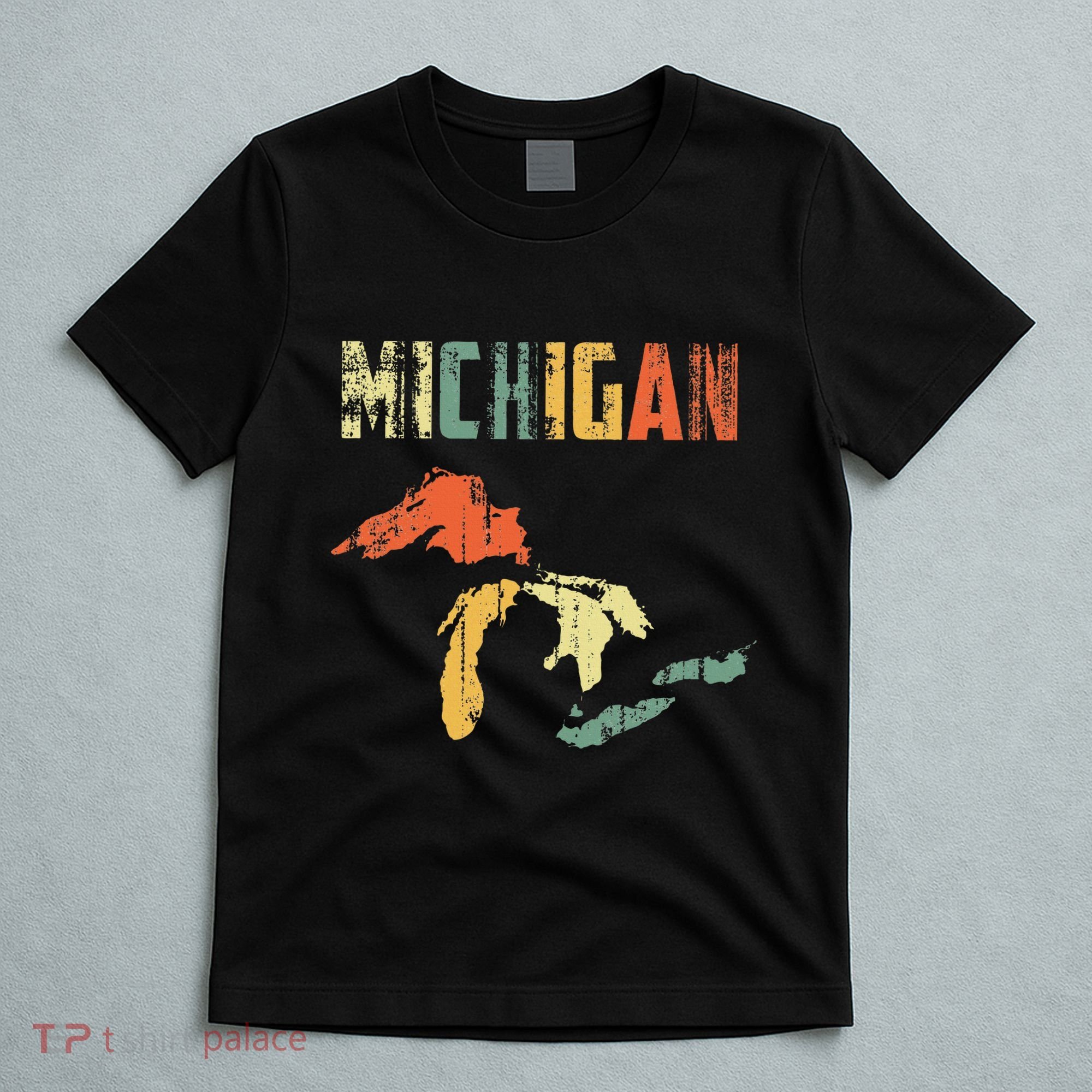 The Great Lakes Largest Water Retro Color Michigan MI Pride T-Shirt