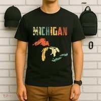 The Great Lakes Largest Water Retro Color Michigan MI Pride T-Shirt thumb 6