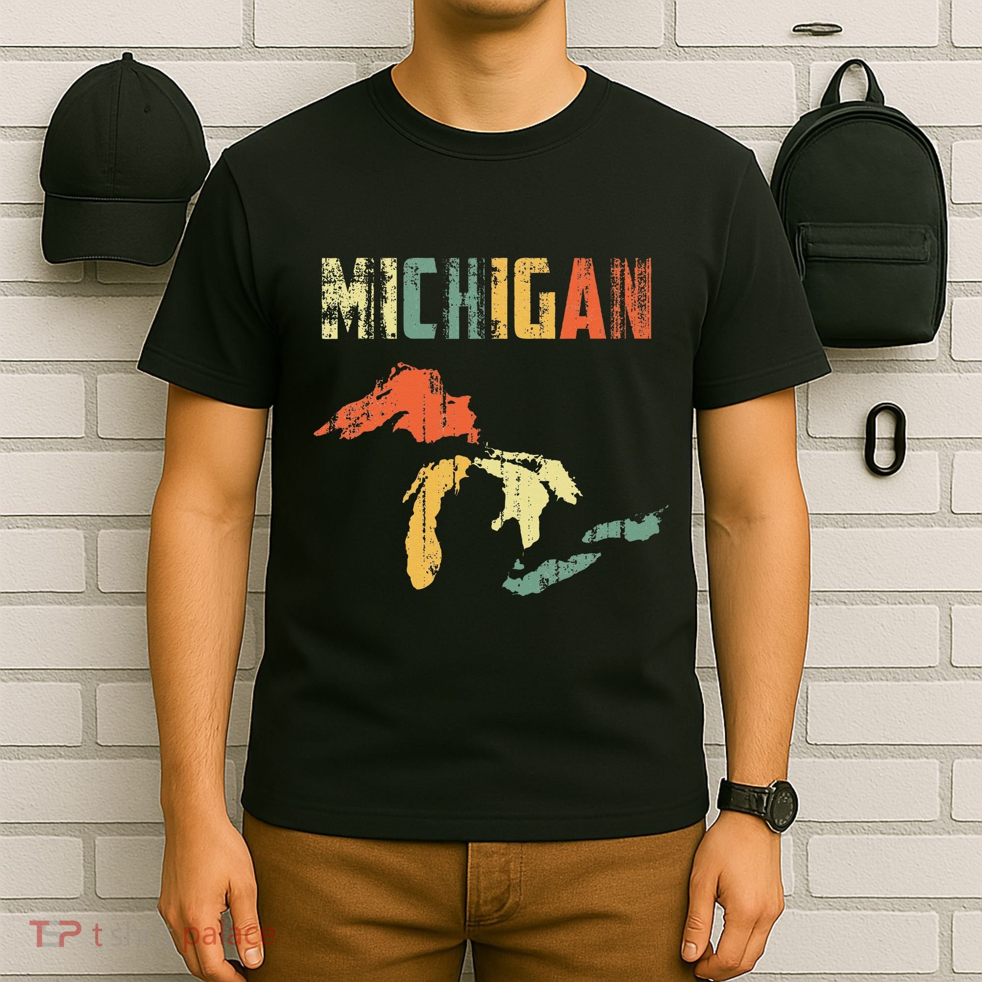 The Great Lakes Largest Water Retro Color Michigan MI Pride T-Shirt