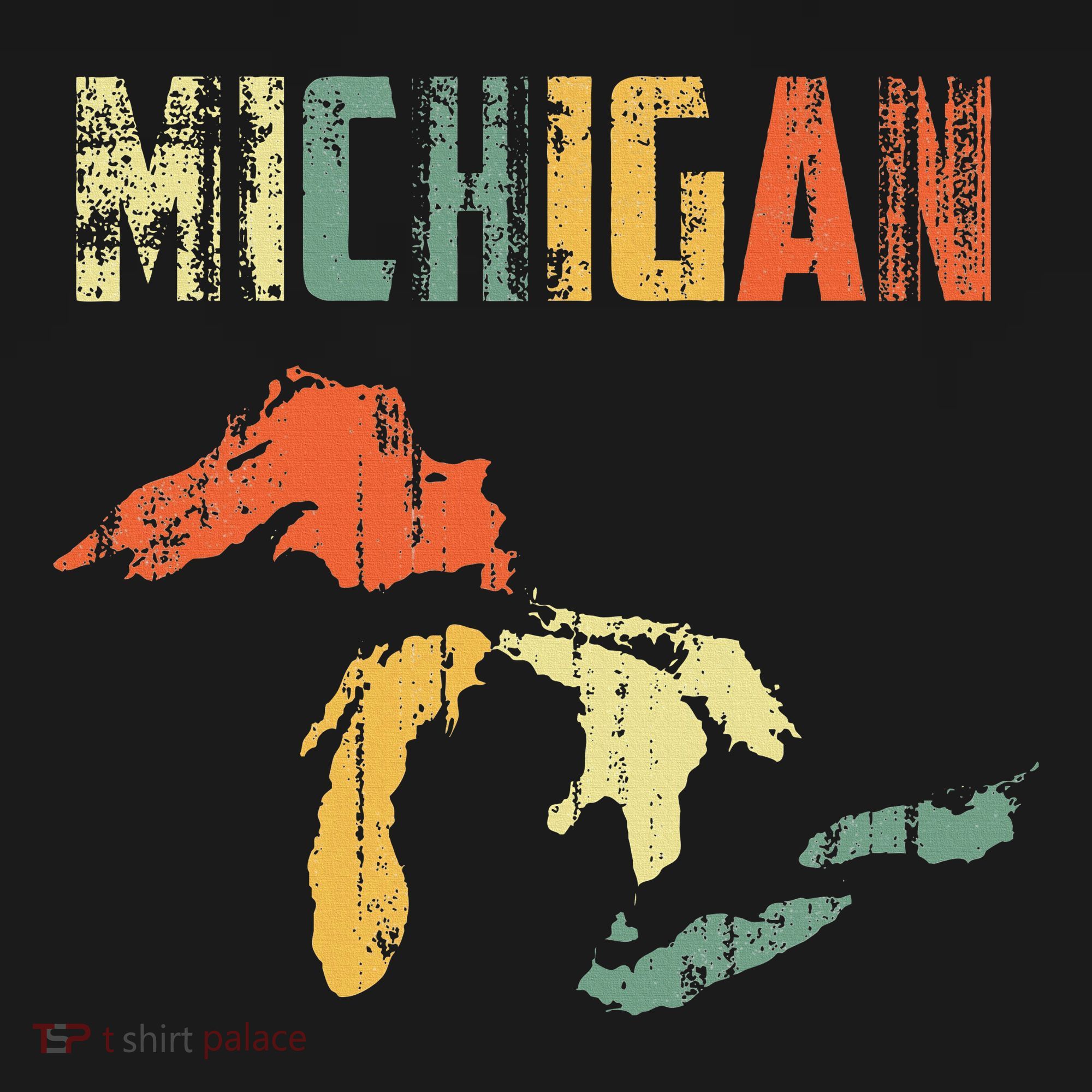 The Great Lakes Largest Water Retro Color Michigan MI Pride T-Shirt