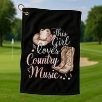 This Girl Loves Country Music Golf Towel thumb 1