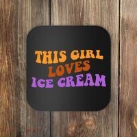 This Girl Loves Ice Cream Retro Cute Coaster thumb 0