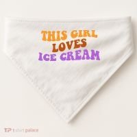 This Girl Loves Ice Cream Retro Cute USA-Made Doggie Bandana thumb 0