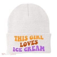 This Girl Loves Ice Cream Retro Cute Beanie thumb 0