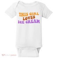 This Girl Loves Ice Cream Retro Cute Baby Bodysuit thumb 0