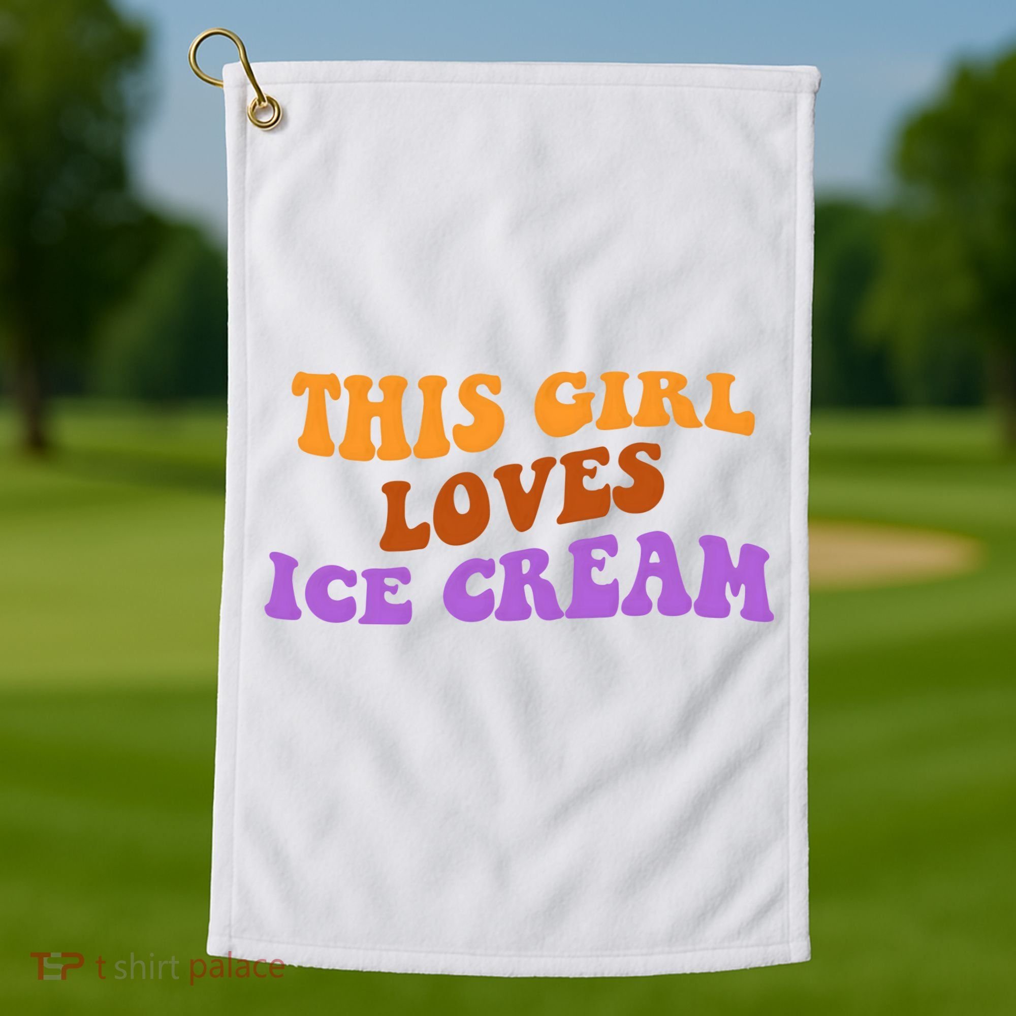 This Girl Loves Ice Cream Retro Cute Golf Towel