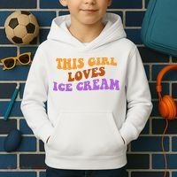 This Girl Loves Ice Cream Retro Cute Kids Hoodie thumb 2