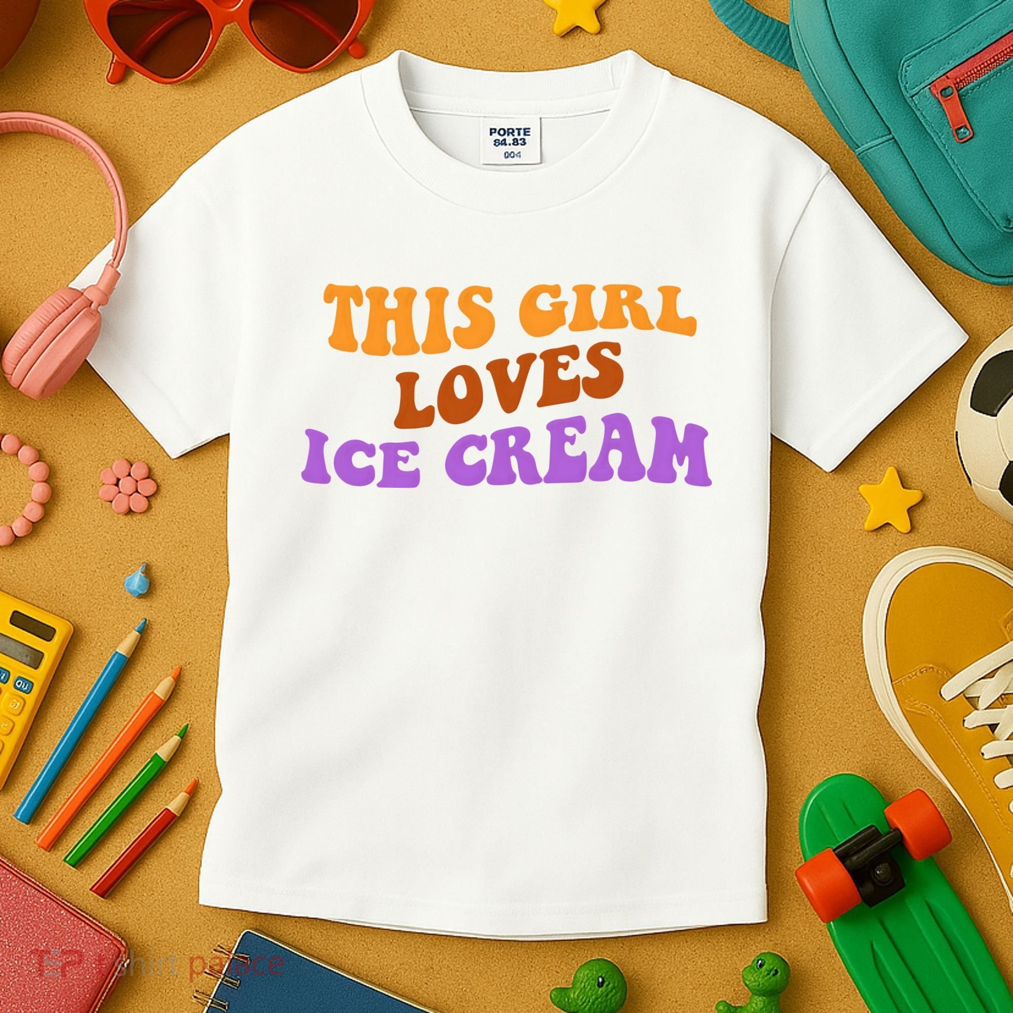 This Girl Loves Ice Cream Retro Cute Kids T-Shirt