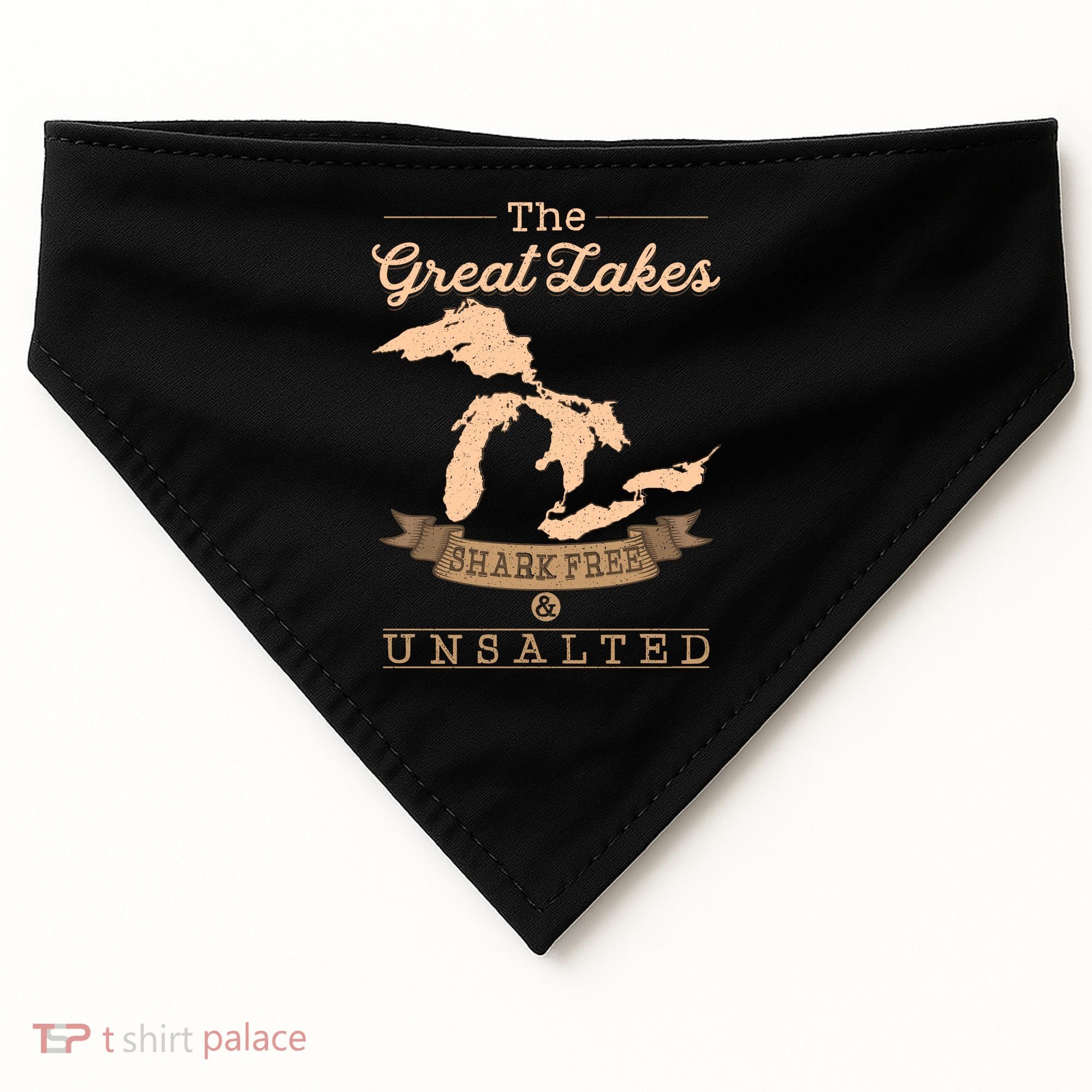 The Great Lakes Shark Free Unsalted Michigan Gift USA-Made Doggie Bandana