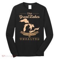 The Great Lakes Shark Free Unsalted Michigan Gift Long Sleeve Shirt thumb 0