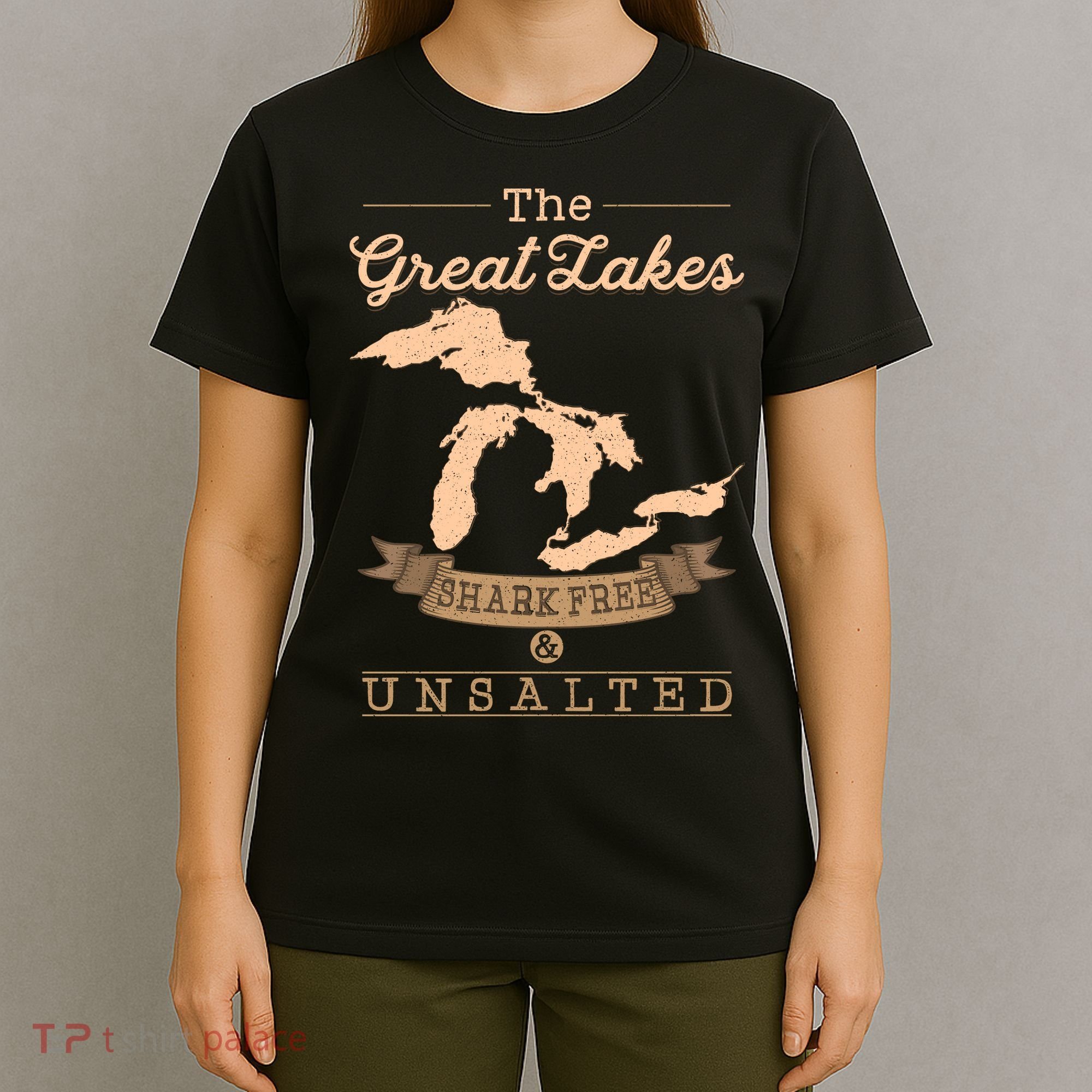 The Great Lakes Shark Free Unsalted Michigan Gift T-Shirt