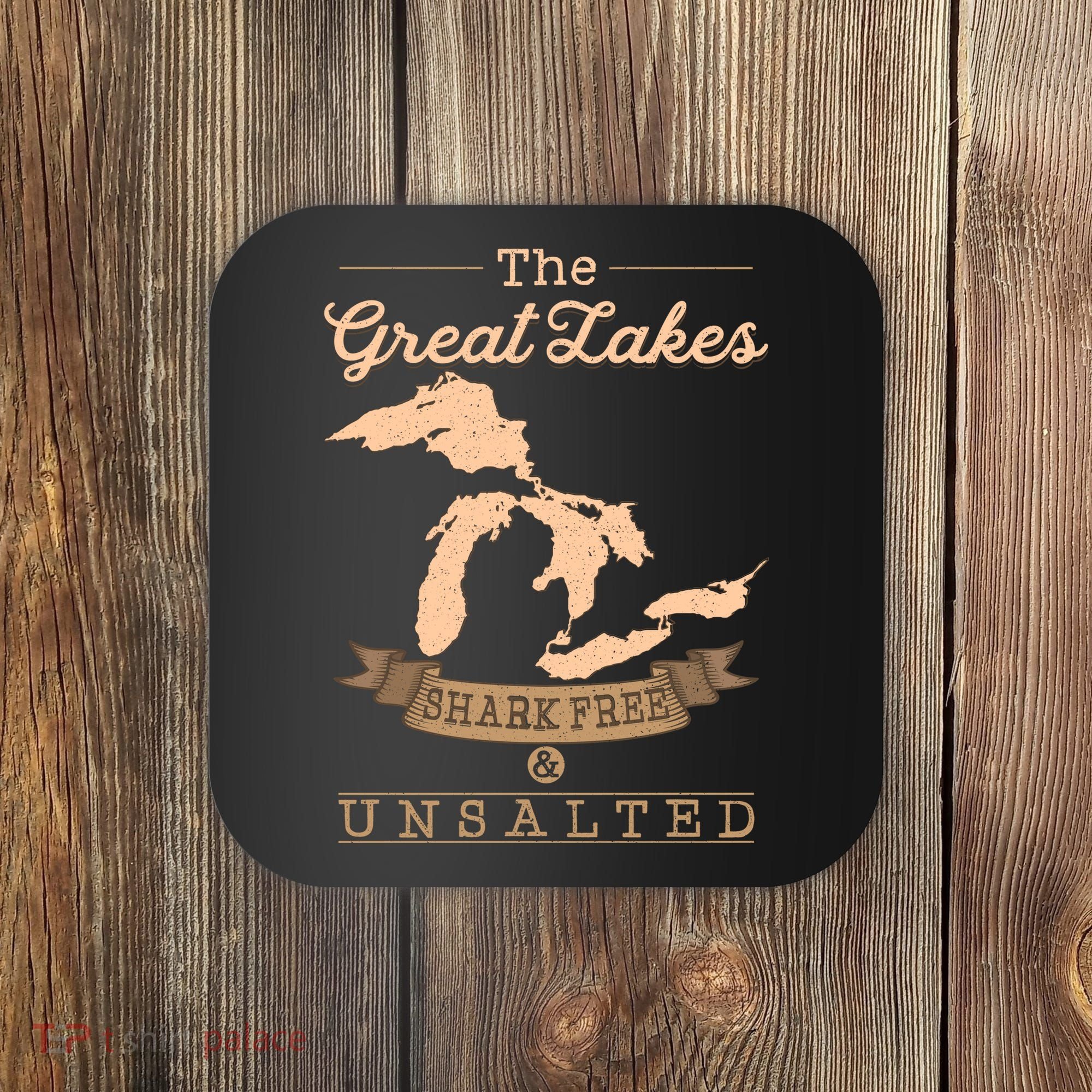 The Great Lakes Shark Free Unsalted Michigan Gift Coaster