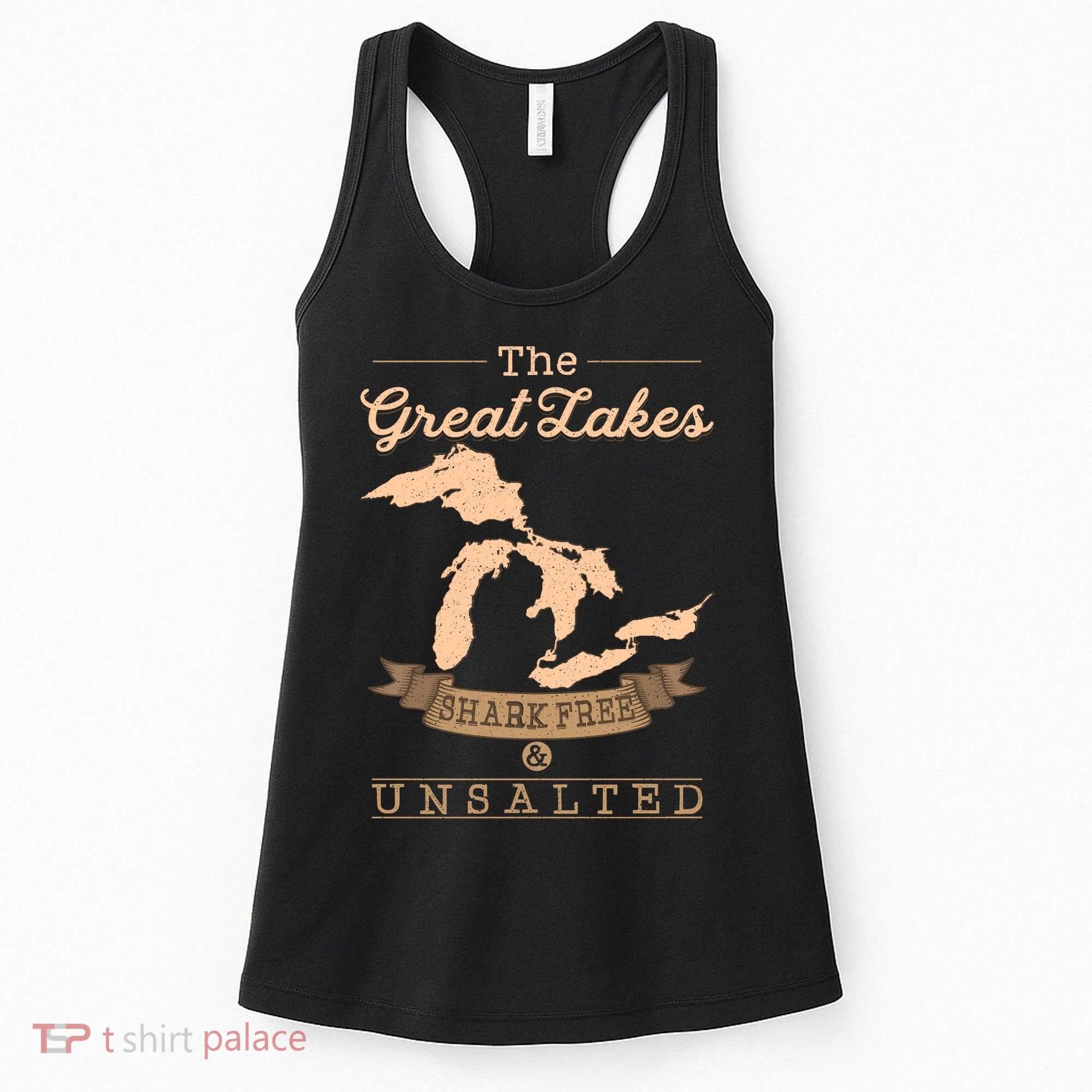 The Great Lakes Shark Free Unsalted Michigan Gift Women's Tank Top