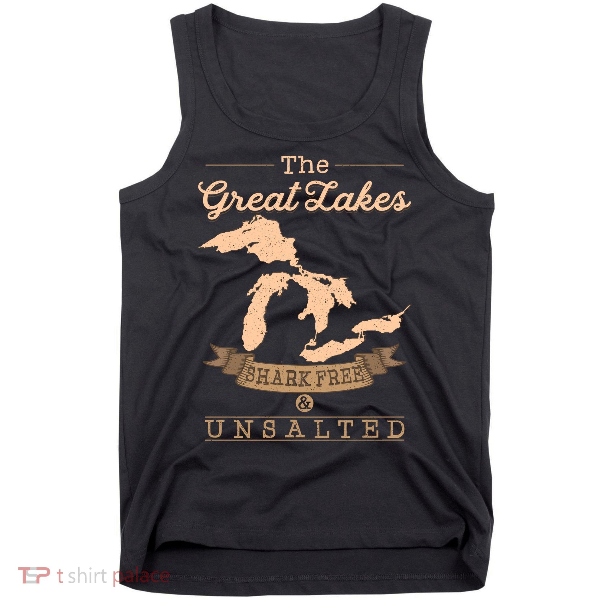 The Great Lakes Shark Free Unsalted Michigan Gift Tank Top