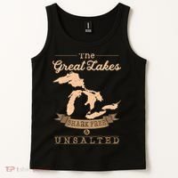 The Great Lakes Shark Free Unsalted Michigan Gift Tank Top thumb 2