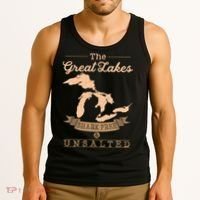 The Great Lakes Shark Free Unsalted Michigan Gift Tank Top thumb 3