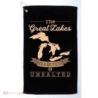 The Great Lakes Shark Free Unsalted Michigan Gift Golf Towel thumb 0