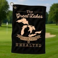 The Great Lakes Shark Free Unsalted Michigan Gift Golf Towel thumb 1