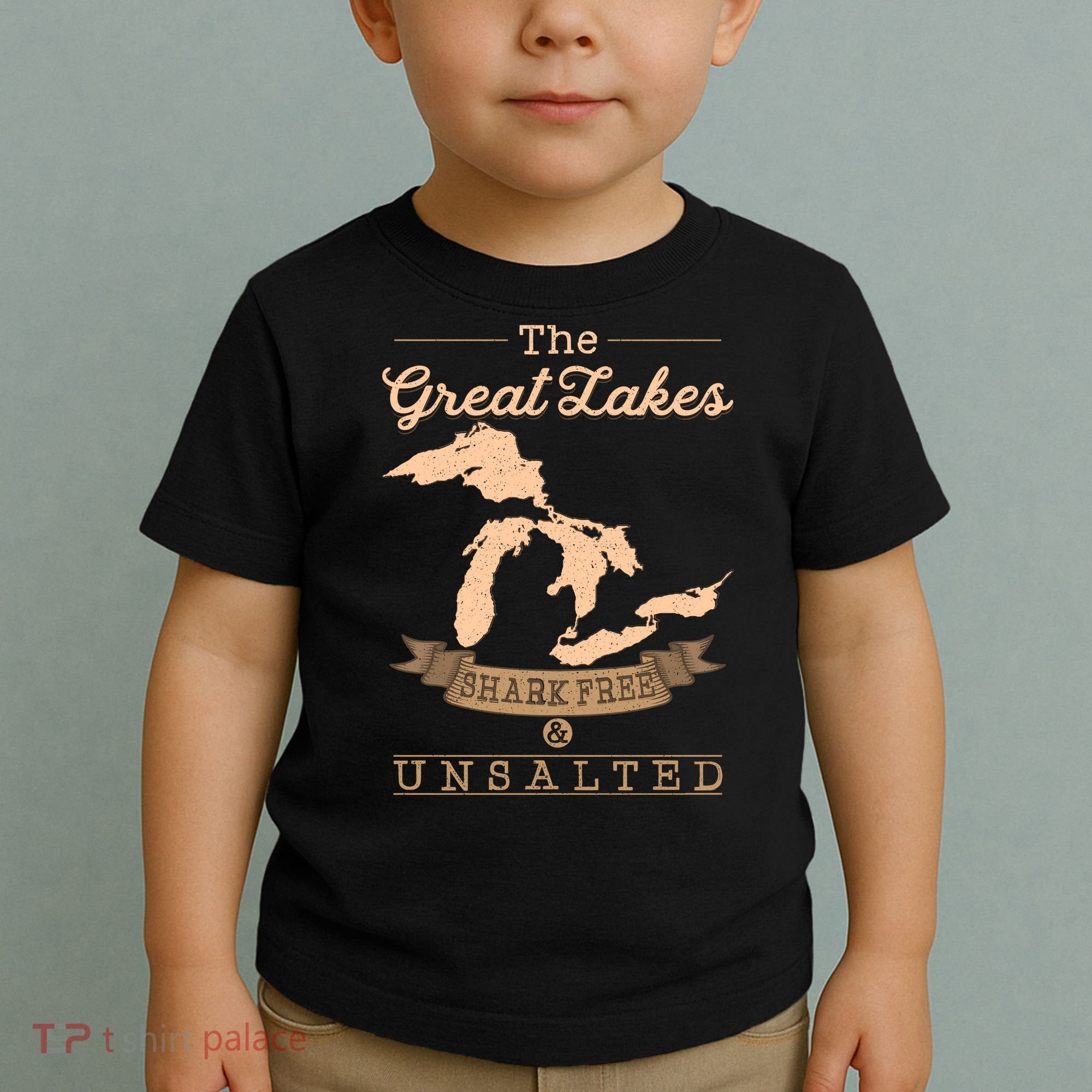 The Great Lakes Shark Free Unsalted Michigan Gift Toddler T-Shirt