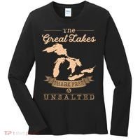 The Great Lakes Shark Free Unsalted Michigan Gift Women's Long Sleeve Shirt thumb 0